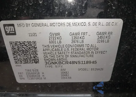 2022 Chevrolet Blazer Fwd 2Lt z USA, uszkodzony, nr VIN 3GNKBCR48NS118945